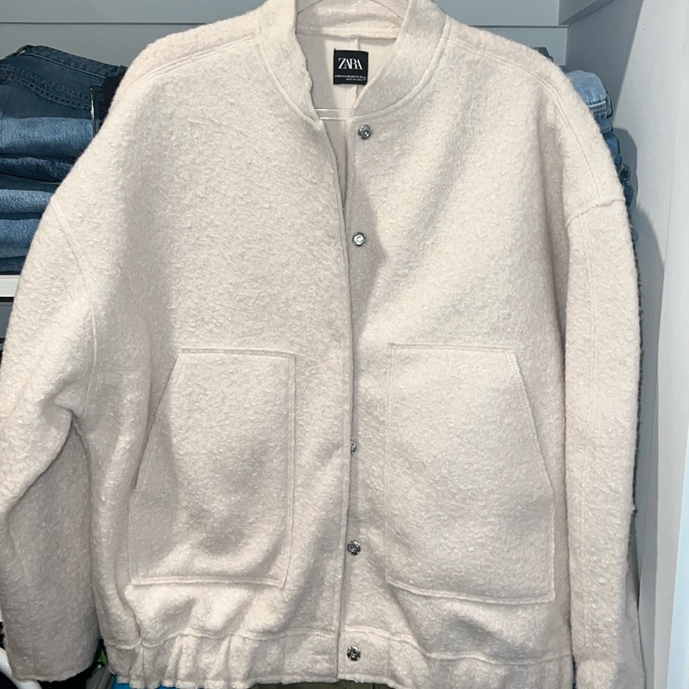 Zara Boucle Bomber Jacket